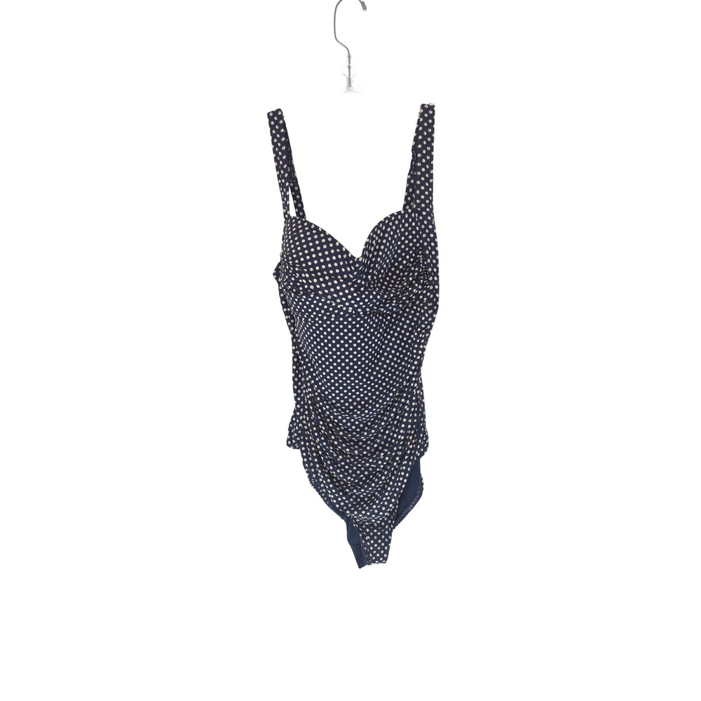 NipTuck Swim One Piece Swimsuit Blue Polka Dor Print Multi Fit Cup‎ Size 8